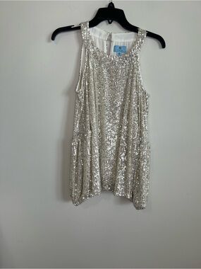 CeCe Ivory Sequin Party Top